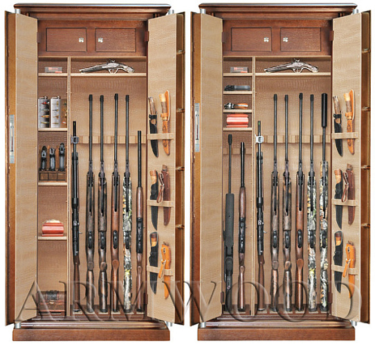 Oruzheynyy seyf s otdelkoy naturalnym derevom Armwood 757d32 EL Lux Plus.